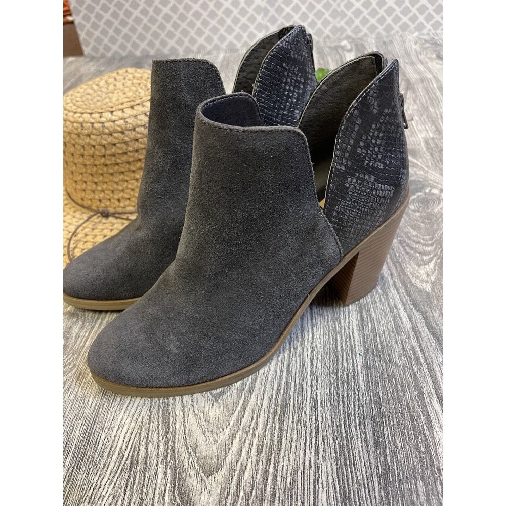Womens dolce vita dv8 gray suede/snakeskin 3” bootie 8.5 Ankle Boot, Boot